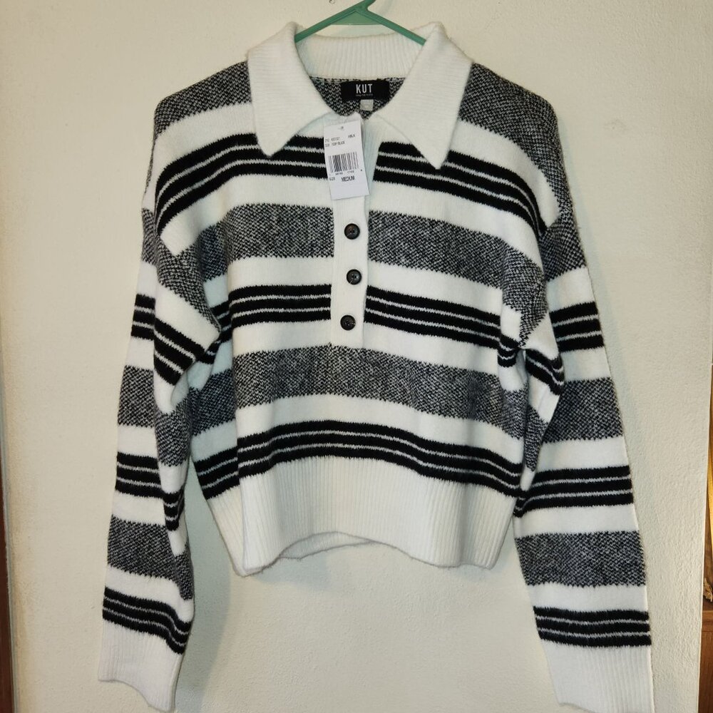 NWT Kut from the Kloth Lilia Sweater Size MEDIUM / Ivory/Black